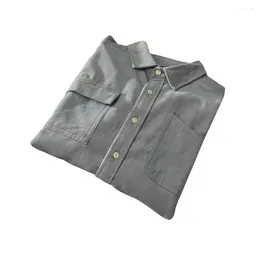 Men's Casual Shirts Men Loose Fit Shirt Outdoor Coat Corduroy Cargo Workwear With Chest Pockets Turn-down Collar For