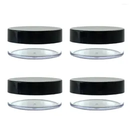 Storage Bottles 4 Pieces 50g Empty Powder Case Makeup Jar Travel Containers With Sifter And Black Lids ( Without Puff )