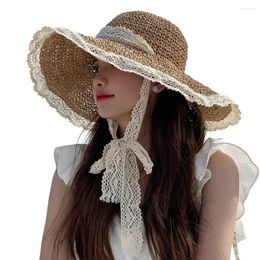 Wide Brim Hats Classic Straw Hat Lightweight Korean Style Washable Women Big Floppy Beach Sun Protection