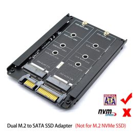 Adapter Metal Case Dual B+m Key M.2 Ngff Ssd to 2.5 Sata 6gb Adapter Card with Enclosure Socket M.2 Sata Adapter(not for Nvme M Key)