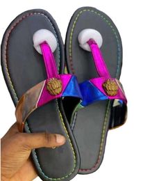 High Quality Kurt Geiger Flip Flops Slippers Womens Sandals Stitching Luxury Rainbow Slipper Designer Slides Flat Shoes Eagle Head Diamond Buckle Plus Fashion 3245
