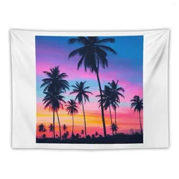 Tapestries Tropical Pink Sunset Palm Tree Tapestry Wall Japanese Room Decor