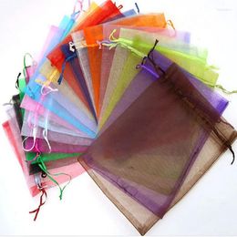 Gift Wrap 100 Pcs Wedding Favour Jewellery Organiser Bags Candy Bag Silk Organza Packing Pouches