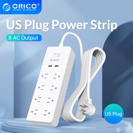 Radio Orico Us Plug Electrical Socket Power Strip 8ac Outlets 2 Usb Ports for Home Office Surge Protector