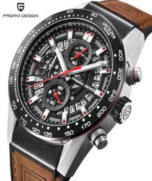 PAGANI DESIGN Fashion Skeleton Sport Chronograph Watch Leather Strap Quartz Mens Watches Top Brand Luxury Waterproof Clock6026884