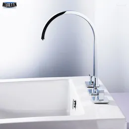 Bathroom Sink Faucets High Quality Double Handle Faucet Brass Widespread Deck Mount Mixer Tap Manufacturer Retail