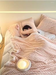 Blankets Blanket Household Autumn And Winter Thickened Warm Office Air Conditioner Sofa Nap Quilt Simple Modern Double-SidedColor