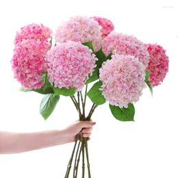 Decorative Flowers Simulated Flower Printed Hydrangea Silk Cloth Beautiful Color Fake 18 Fork Wedding Road Guide