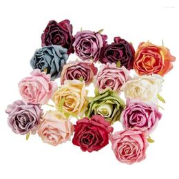 Decorative Flowers 10Pcs High Quality Silk Rose Wedding Christmas Home Decor Diy Candy Box Scrapbooking Wreath Accessories Craft Artificial