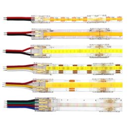 Mice Cob Mini Led Light Strip Wire Connectors 2 3 4 Pin Connection Solderless Fcob Rgb Cct 5 8 10mm Led Strip to Strip Wire Connector