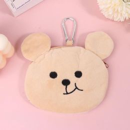 Storage Bags 1pc Portable Cartoon Cute Plush Bear Zipper Coin Purse Earphone Bag Three-dimensional Wallet Backpack Pendant Decoration