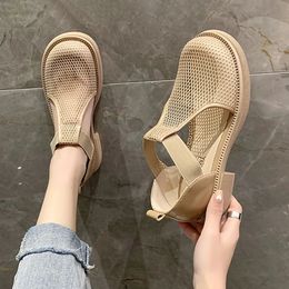 Closed Toe Sandals Black Shoes for Women Med Summer Breathable Beige Medium Fashion Flat Comfort Girls Outside Buckle S 240328