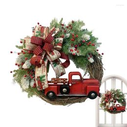 Decorative Flowers Cottage Wreaths For Christmas Red Truck Wreath Home Atmosphere Wall Arts Garage Front Door Living Room Farm