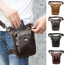 Pacote de couro PU vintage bolsa de perna gota para homens mulheres cinto saco de quadril multifuncional bicicleta de bicicleta de bicicleta ao ar livre acampamento