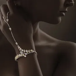 Link Bracelets XSBODY Zircon Finger Bracelet Chain Personalised For Women Ring Jewellery Boho Water Drop Hand Decoration Accessories Wedding