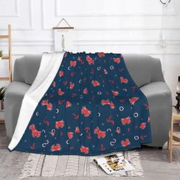 Blankets Cute Colorful Crab Flannel Spring Autumn Sea Animal Breathable Ultra-Soft Throw Blanket For Bedding Travel Quilt