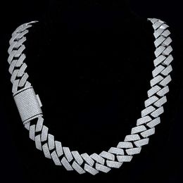 20mm 3 Rows Vvs Diamond Cuban Chain Gold Plated Jewellery Iced Out Diamond Necklace For Mens