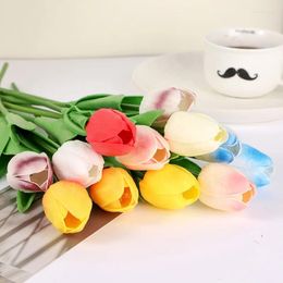 Decorative Flowers 5PCS/LOT Tulip Simulation Flower PU Mini Hand Wedding Bouquet Home Decoration Colored Artificial Decor