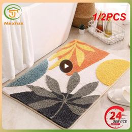 Bath Mats 1/2PCS Inyahome Leaves Microfiber Polyester Mat Non-Slip Shower Accent Rug For Master Guest And Kids' Bathroom Entryway