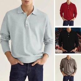 Men's Casual Shirts Men Shirt Soft Top Long Sleeve V-neck With Half Button Placket Solid Colour Spring Autumn For Turn-down