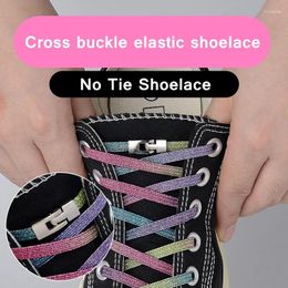 Hangers 1Pair Elastic Locking Shoelaces Cross Buckle Candy Flats No Tie Shoelace Quick Sneakers Shoe Laces Kids Adult