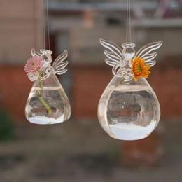 Vases Creative Transparent Angel Vase Borosilicate Glass Shape Flower Plant Hanging Hydroponic Container Wedding Decor