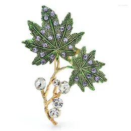 Brooches Wuli&baby Shining Rhinestone Leaves For Women Unisex 2-color Maple Plants Party Office Brooch Pins Gifts