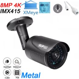Cameras 8mp 4K Sony IMX415 XMeye Grey Metal 36pcs Infrared Leds Waterproof Auido H.265+ Face Detection ONVIF POE IP Security CCTV Camera