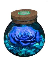 Decorative Flowers 1pcs Artificial Preserved Roses With Colorful Mood Light Wishing Bottle Eternal Rose Never Withered A Gifts For Women