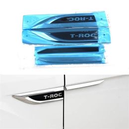 Stickers 4Pcs lot For VW TROC TROC 2018 2019 Chrome Side Fender Door Wing Emblem Badge Sticker196j