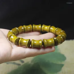 Strand Silkwood Colored Bamboo Joint Rift Grain Bracelet Yellow Green