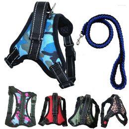 Dog Collars No-Pull Harness With Handle Adjustable Reflective Oxford Material Pet Vest For Walking Easy Control