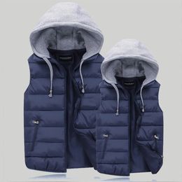 Mens Padded Vest Spring Autumn Hooded Jacket Couples Outerwear Thick Warm Sleeveless Short Coat Women Waistcoat Men Clothes 4XL 240320