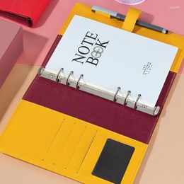 Binder Clip-on PU Loose School Leather Cover 23x17cm Notebook Planner 6 Ring Office Stationery Organizer Agenda Leaf