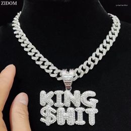 Pendant Necklaces 2024 Arrived Men Hip Hop KING HIT Letter Necklace Cuban Chain Iced Out Bling Fashion HipHop Jewellery