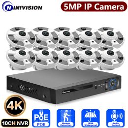 System 4K 10CH NVR POE Fisheye 5MP I PCamera CCTV Security System Home 360Panoramic Monitoring Camera System Video Surveillance 8CH Kit