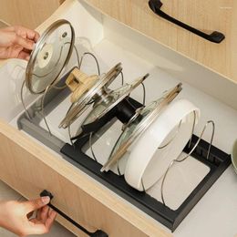 Kitchen Storage HIPS-Retractable Dish Rack Stainless Steel Organizer Lid Bracket Utensils Pots And Pans Shelf Cabinet