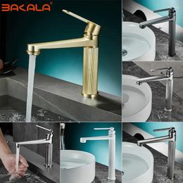 Bathroom Sink Faucets BAKALA Tall Faucet Basin Black And Brush Golden Plated Tap Cold Water Mixer Deck Mounted