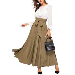 New Fashion Custom Solid Colour Womens Belt Big Hem Hot Sell Skirt Casual Summer Long for Women