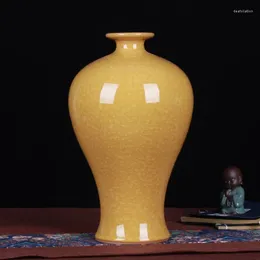 Vases Ceramic Vase Crafts Borneol Crack Yellow Plum Modern Domestic Ornaments