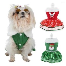 Dog Apparel Pet Christmas Costume Reindeer And Santa Claus Graphic Dress Creative Sequin Cat Fancy Sweet Princess Puppy