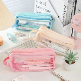 Storage Bags Large Capacity Bag Aesthetic Visible Pencil School Case Pen Holder Stationery Zipper Pouch Multipurpose