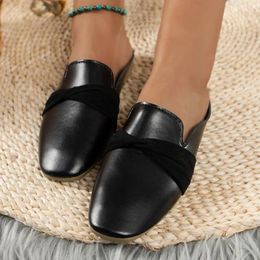 Slippers Spring And Autumn Women's With Low Heel Sponge Cake Bottom Square Non-slip Shoes 2024