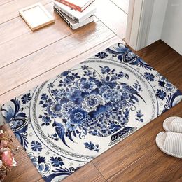 Carpets Bathroom Mat Royal Delft Blue Flower Basket Doormat Kitchen Carpet Outdoor Rug Home Decor