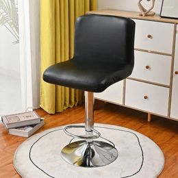 Chair Covers Pu Leather Bar Stool Cover Stretch Spandex Office Slipcovers Elastic Short Back Chairs Dining Room Kitchen