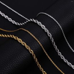 Chains Men Ropes Long Stainless Steel Minimalist Twist Chain Necklace Available In Gold Color Silver 2 TO 5mm