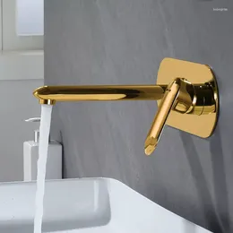 Bathroom Sink Faucets Basin Mixer In-Wall Mounted & Cold Brass Taps With Embedded Box Single Handle Chrome/Black/Rose Gold