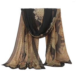 Towel And Garden Towels Women Long Soft Chiffon Flower Scarf Sheer Wrap Neck Gift Print Patterned