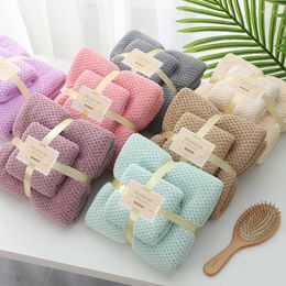 Towel 2PCS/set Coral Fleece Absorbent Hair Swimming Face Hand Bath Sets Microfibre Towels Bathroom Microfiber Set