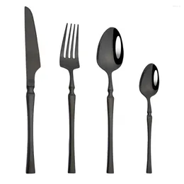 Flatware Sets Stainless Steel Mirror Dinnerware Set 4Pcs Black Cutlery Knife Fork Coffee Spoon Dinner Kitchen Tableware